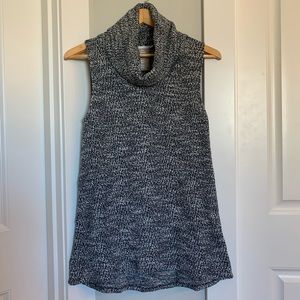 Sleeveless cowl-neck tunic sweater made in USA